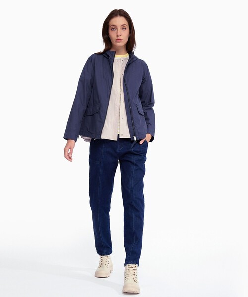 AIGLE(エーグル)の「UPF40 UVカット オーガニックコットン フーデッドジャケット(マウンテンパーカー・レディース・ダークブルー/ダークグリーン/オフホワイト・36/40/38)」の13枚目の写真
