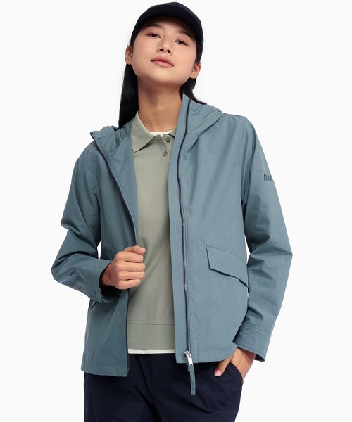 AIGLE(エーグル)の「UPF40 UVカット オーガニックコットン フーデッドジャケット(マウンテンパーカー・レディース・ダークブルー/ダークグリーン/オフホワイト・36/40/38)」の1枚目の写真