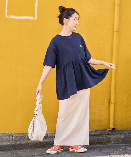 FREAK'S STORE（フリークスストア）の「限定展開 KELTY × FREAK'S STORE/ケルティ 別注 切り替え 半袖 チュニック（Tシャツ/カットソー・レディース・ブラック/杢グレー/オフホワイト/ネイビー/ベージュ・ﾌﾘ-）」の6枚目の写真