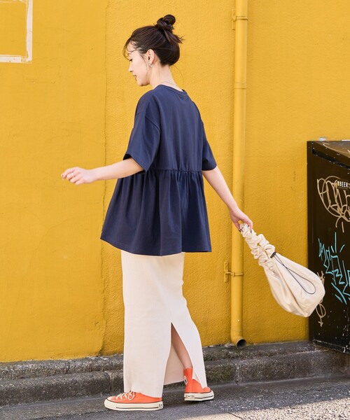 FREAK'S STORE（フリークスストア）の「限定展開 KELTY × FREAK'S STORE/ケルティ 別注 切り替え 半袖 チュニック（Tシャツ/カットソー・レディース・ブラック/杢グレー/オフホワイト/ネイビー/ベージュ・ﾌﾘ-）」の9枚目の写真