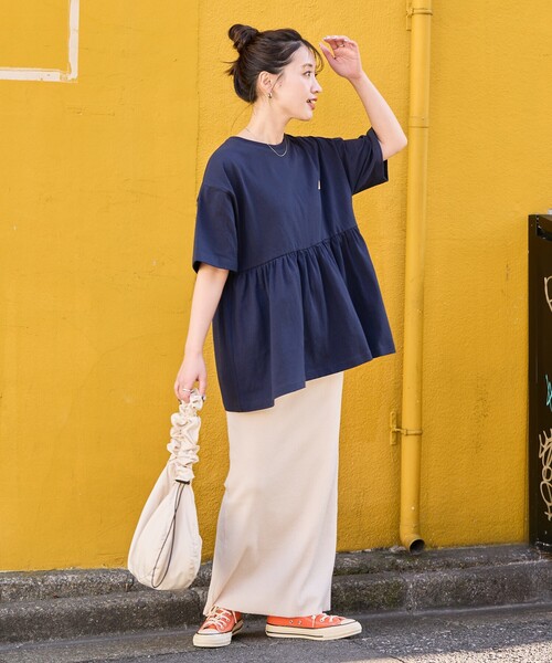 FREAK'S STORE（フリークスストア）の「限定展開 KELTY × FREAK'S STORE/ケルティ 別注 切り替え 半袖 チュニック（Tシャツ/カットソー・レディース・ブラック/杢グレー/オフホワイト/ネイビー/ベージュ・ﾌﾘ-）」の10枚目の写真