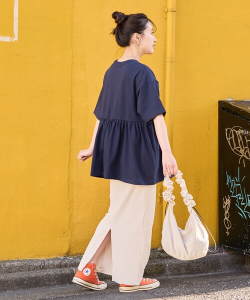 FREAK'S STORE（フリークスストア）の「限定展開 KELTY × FREAK'S STORE/ケルティ 別注 切り替え 半袖 チュニック（Tシャツ/カットソー・レディース・ブラック/杢グレー/オフホワイト/ネイビー/ベージュ・ﾌﾘ-）」の13枚目の写真