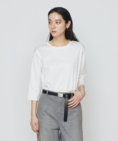 K.T KIYOKO TAKASE(キヨコタカセ)の「FISCOスムース 七分袖Tシャツ(Tシャツ/カットソー・レディース・ブラック/ホワイト/ロイヤルブルー・FREE)」の2枚目の写真