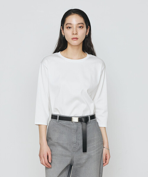 K.T KIYOKO TAKASE(キヨコタカセ)の「FISCOスムース 七分袖Tシャツ(Tシャツ/カットソー・レディース・ブラック/ホワイト/ロイヤルブルー・FREE)」の6枚目の写真