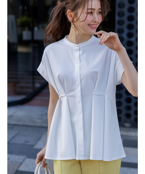 ANY SIS（エニィスィス）の「【洗える】カナパジャージー ブラウス（シャツ/ブラウス・レディース・ホワイト系/ネイビー系/スカイブルー系/ライトイエロー系・2）」の2枚目の写真