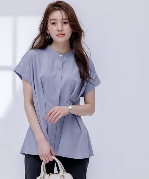 ANY SIS（エニィスィス）の「【洗える】カナパジャージー ブラウス（シャツ/ブラウス・レディース・ホワイト系/ネイビー系/スカイブルー系/ライトイエロー系・2）」の3枚目の写真