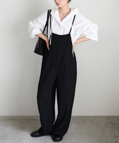 SELECT MOCA セレクトモカ　ハイウエストサロペット　黒 ハイウエストサロペット（サロペット/オーバーオール）｜select