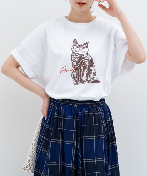 refinedworks(リファインドワークス)の「【refinedworks】レトロ 可愛い 猫 ちゃん がモチーフ となった Tシャツ(Tシャツ/カットソー・レディース・グレイッシュベージュ/ブラウン/ミント・FREE)」の13枚目の写真