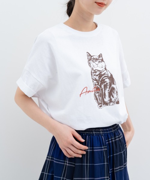refinedworks(リファインドワークス)の「【refinedworks】レトロ 可愛い 猫 ちゃん がモチーフ となった Tシャツ(Tシャツ/カットソー・レディース・グレイッシュベージュ/ブラウン/ミント・FREE)」の14枚目の写真