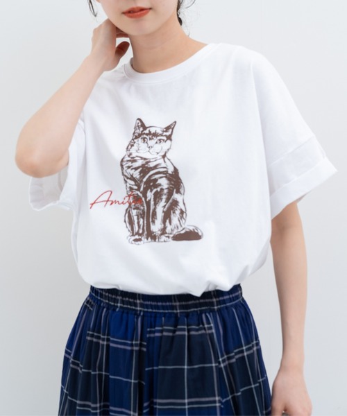 refinedworks(リファインドワークス)の「【refinedworks】レトロ 可愛い 猫 ちゃん がモチーフ となった Tシャツ(Tシャツ/カットソー・レディース・グレイッシュベージュ/ブラウン/ミント・FREE)」の15枚目の写真
