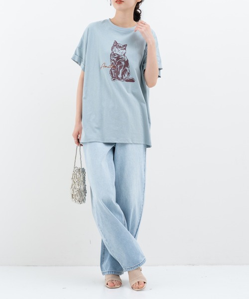 refinedworks(リファインドワークス)の「【refinedworks】レトロ 可愛い 猫 ちゃん がモチーフ となった Tシャツ(Tシャツ/カットソー・レディース・グレイッシュベージュ/ブラウン/ミント・FREE)」の8枚目の写真