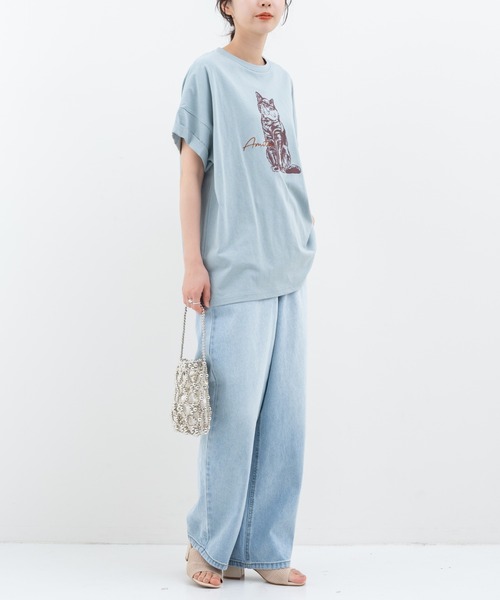 refinedworks(リファインドワークス)の「【refinedworks】レトロ 可愛い 猫 ちゃん がモチーフ となった Tシャツ(Tシャツ/カットソー・レディース・グレイッシュベージュ/ブラウン/ミント・FREE)」の9枚目の写真