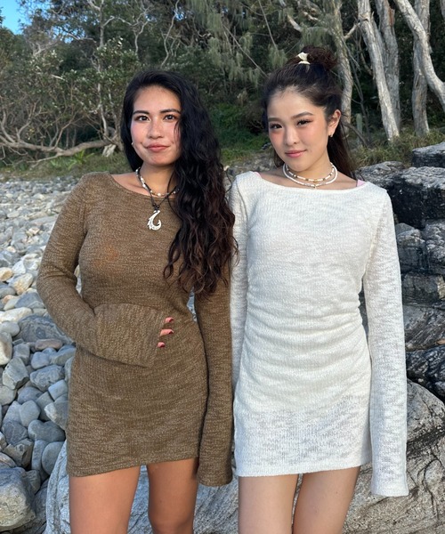 【美品】ZERO HALLIBURTON ワンピース M ブラウン Shinzone｜【40%OFF】LONG KNIT DRESS ロングニットドレス