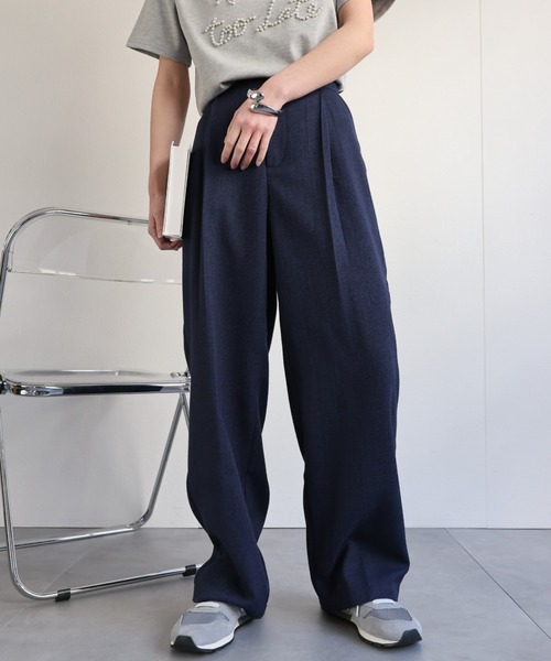 セール】【セットアップ対応】麻ライクタックワイドパンツ