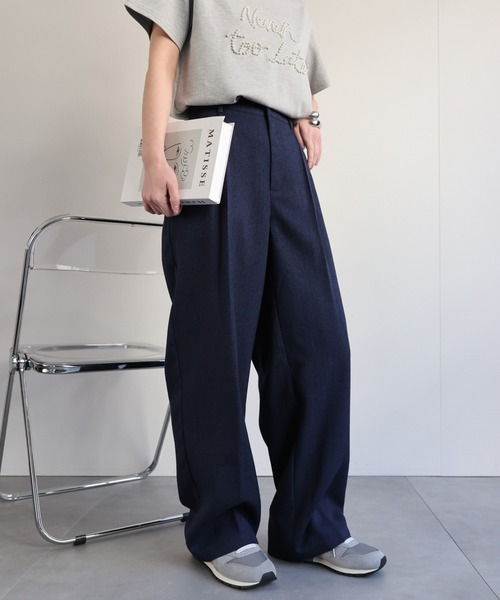 ap retro(アプレトロ)の「【セットアップ対応】麻ライクタックワイドパンツ(その他パンツ・レディース・ネイビー/ベージュ/アイボリー・FREE)」の18枚目の写真