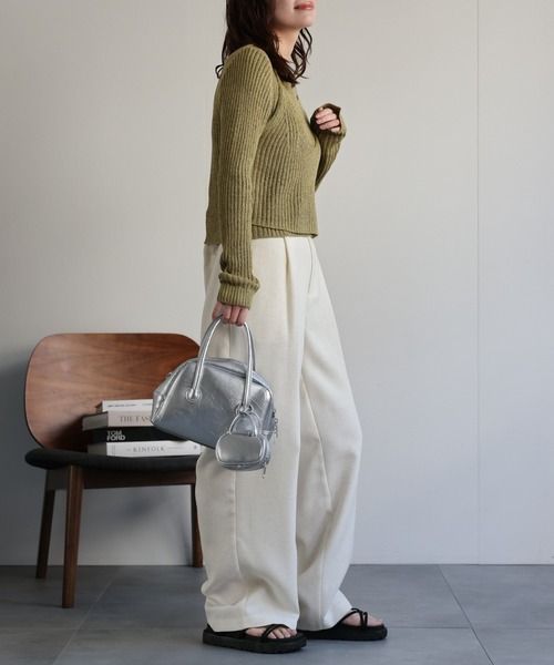 ap retro(アプレトロ)の「【セットアップ対応】麻ライクタックワイドパンツ(その他パンツ・レディース・ネイビー/ベージュ/アイボリー・FREE)」の14枚目の写真