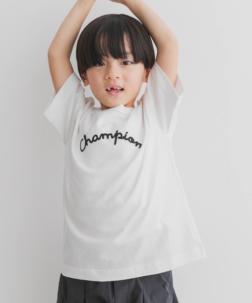 Champion（チャンピオン）の「『別注』Champion×DOOORS　チェーンステッチロゴTシャツ(KIDS)（Tシャツ/カットソー・キッズ・ベージュ系その他/オフホワイト・105/135/120）」の4枚目の写真