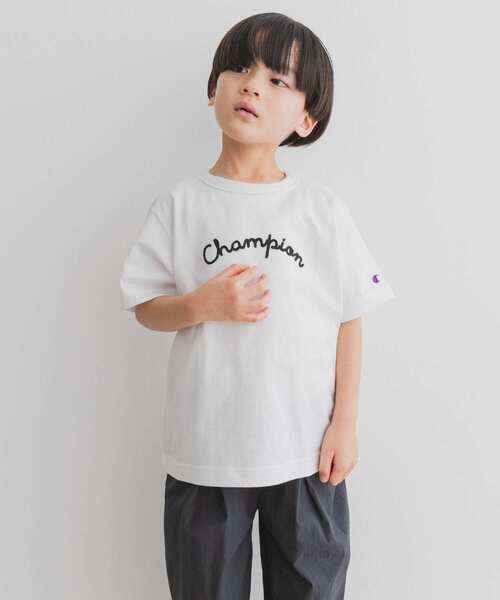 Champion（チャンピオン）の「『別注』Champion×DOOORS　チェーンステッチロゴTシャツ(KIDS)（Tシャツ/カットソー・キッズ・ベージュ系その他/オフホワイト・105/135/120）」の5枚目の写真