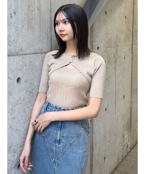 MURUA（ムルーア）の「ストリングタイニット（ニット/セーター・レディース・ベージュ/ブラック/ブルー/グレー・FREE）」の21枚目の写真