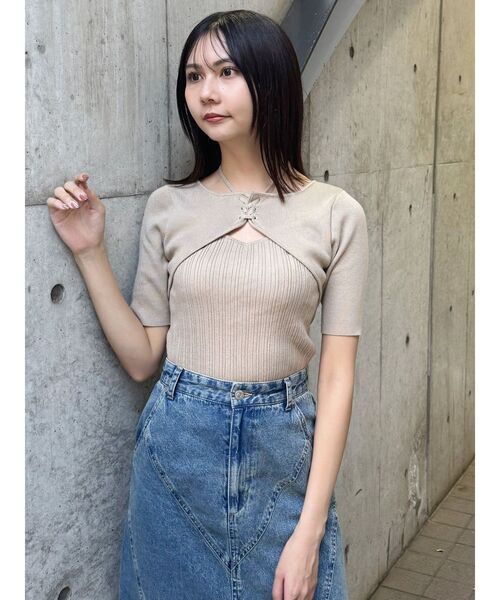 MURUA（ムルーア）の「ストリングタイニット（ニット/セーター・レディース・ベージュ/ブラック/ブルー/グレー・FREE）」の20枚目の写真