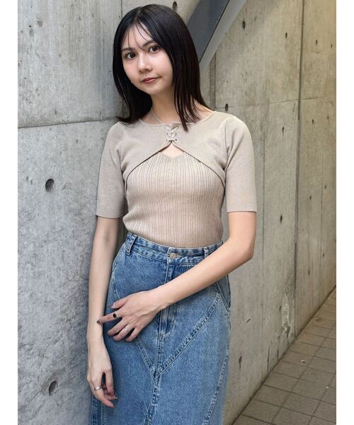 MURUA（ムルーア）の「ストリングタイニット（ニット/セーター・レディース・ベージュ/ブラック/ブルー/グレー・FREE）」の19枚目の写真