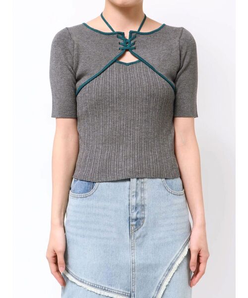 MURUA（ムルーア）の「ストリングタイニット（ニット/セーター・レディース・ベージュ/ブラック/ブルー/グレー・FREE）」の16枚目の写真