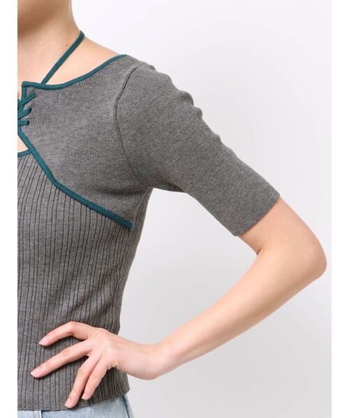 MURUA（ムルーア）の「ストリングタイニット（ニット/セーター・レディース・ベージュ/ブラック/ブルー/グレー・FREE）」の12枚目の写真