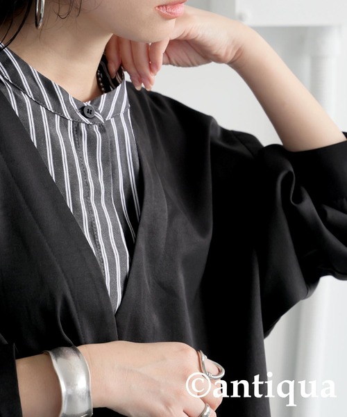 antiqua(アンティカ)の「フェイクレイヤードシャツ(シャツ/ブラウス・レディース・ブラック・ONESIZE)」の3枚目の写真