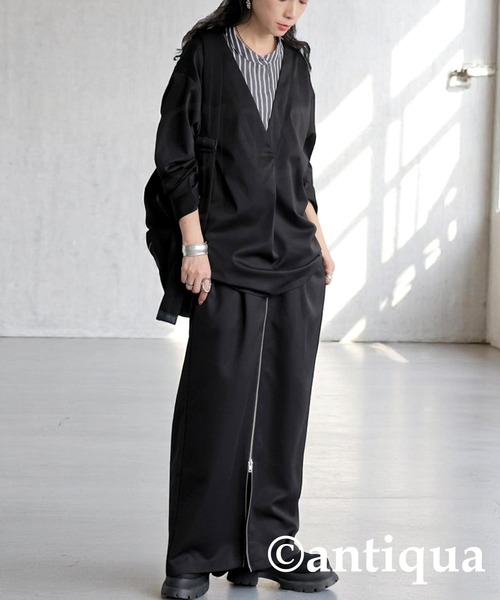 antiqua(アンティカ)の「フェイクレイヤードシャツ(シャツ/ブラウス・レディース・ブラック・ONESIZE)」の4枚目の写真