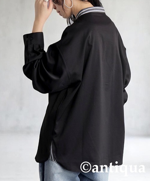 antiqua(アンティカ)の「フェイクレイヤードシャツ(シャツ/ブラウス・レディース・ブラック・ONESIZE)」の5枚目の写真
