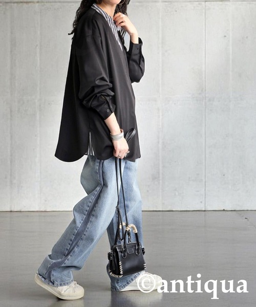 antiqua(アンティカ)の「フェイクレイヤードシャツ(シャツ/ブラウス・レディース・ブラック・ONESIZE)」の6枚目の写真