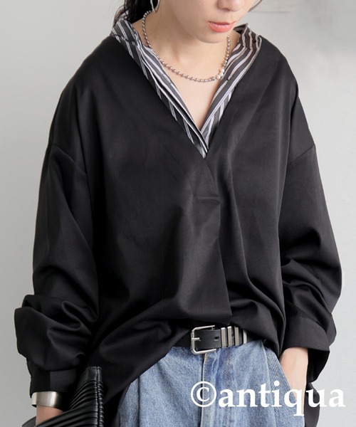 antiqua(アンティカ)の「フェイクレイヤードシャツ(シャツ/ブラウス・レディース・ブラック・ONESIZE)」の7枚目の写真