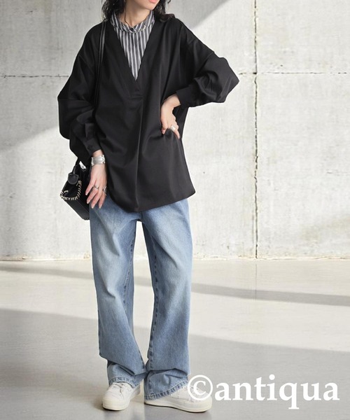 antiqua(アンティカ)の「フェイクレイヤードシャツ(シャツ/ブラウス・レディース・ブラック・ONESIZE)」の8枚目の写真