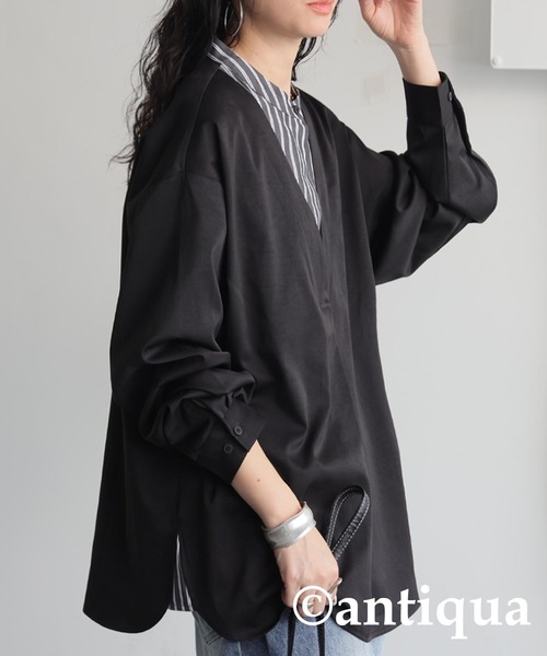 antiqua(アンティカ)の「フェイクレイヤードシャツ(シャツ/ブラウス・レディース・ブラック・ONESIZE)」の9枚目の写真