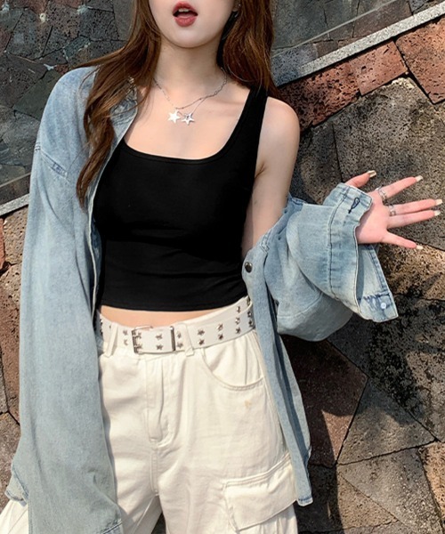 Miniministore（ミニミニストア）の「カップ付きタンクトップ背中あきブラトップ（タンクトップ・レディース・ホワイト/ブラウン/ベージュ/カーキ/ダークグレー/ブラック・FREE）」の13枚目の写真
