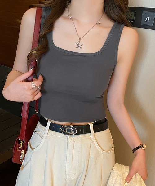 Miniministore（ミニミニストア）の「カップ付きタンクトップ背中あきブラトップ（タンクトップ・レディース・ホワイト/ブラウン/ベージュ/カーキ/ダークグレー/ブラック・FREE）」の18枚目の写真