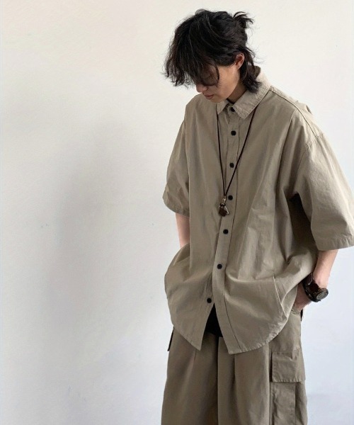 FreeZone(フリーゾーン)の「リラックス感漂う半袖シャツ(シャツ/ブラウス・メンズ・ベージュ/ブラック・F)」の14枚目の写真