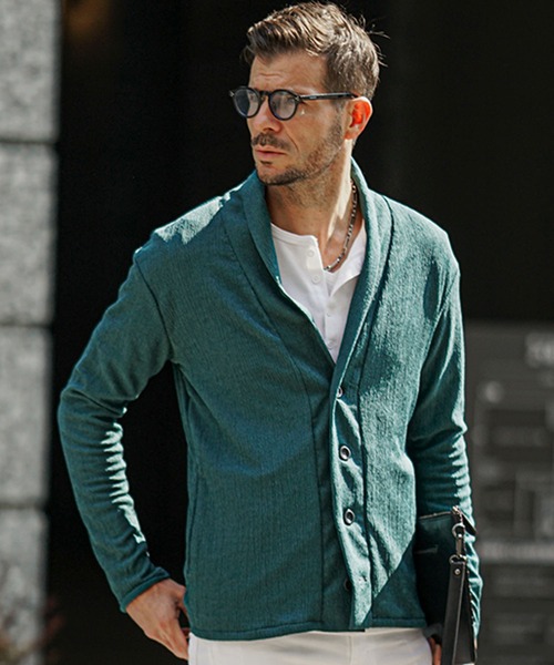 SOMEDIFF（サムディフ）の「サマーリゾートショールカーディガン メンズ 楊柳 カーデ ライトアウター 羽織 春服（カーディガン/ボレロ・メンズ・グリーン/ベージュ/ブラック・M/L/XL）」の3枚目の写真