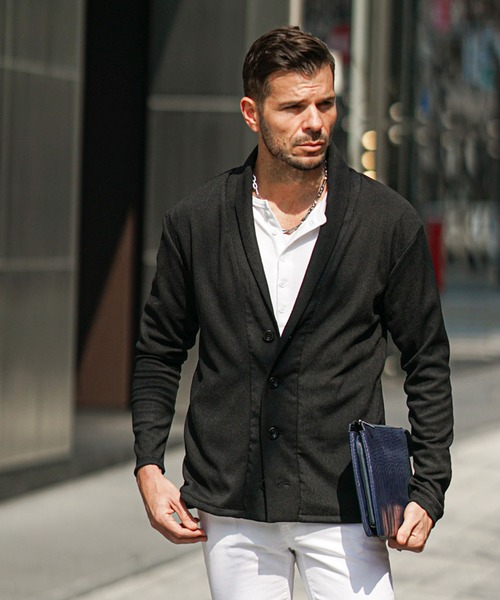 SOMEDIFF（サムディフ）の「サマーリゾートショールカーディガン メンズ 楊柳 カーデ ライトアウター 羽織 春服（カーディガン/ボレロ・メンズ・グリーン/ベージュ/ブラック・M/L/XL）」の7枚目の写真