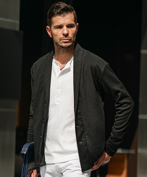 SOMEDIFF（サムディフ）の「サマーリゾートショールカーディガン メンズ 楊柳 カーデ ライトアウター 羽織 春服（カーディガン/ボレロ・メンズ・グリーン/ベージュ/ブラック・M/L/XL）」の5枚目の写真