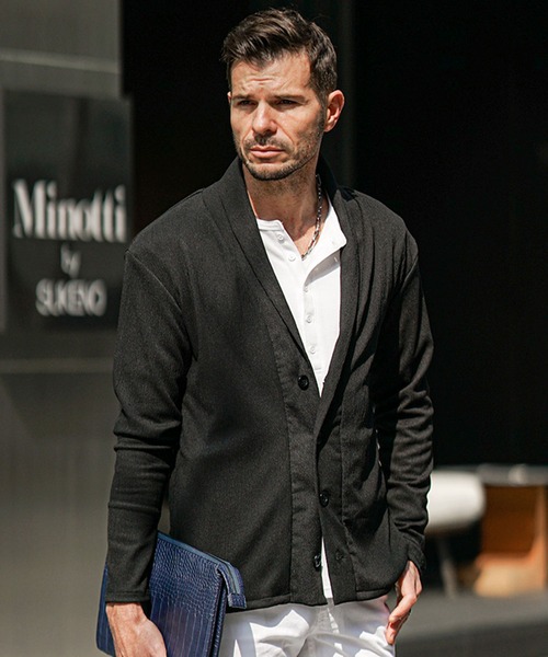 SOMEDIFF（サムディフ）の「サマーリゾートショールカーディガン メンズ 楊柳 カーデ ライトアウター 羽織 春服（カーディガン/ボレロ・メンズ・グリーン/ベージュ/ブラック・M/L/XL）」の8枚目の写真