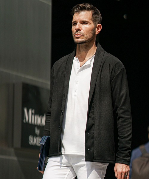 SOMEDIFF（サムディフ）の「サマーリゾートショールカーディガン メンズ 楊柳 カーデ ライトアウター 羽織 春服（カーディガン/ボレロ・メンズ・グリーン/ベージュ/ブラック・M/L/XL）」の9枚目の写真