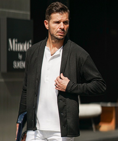 SOMEDIFF（サムディフ）の「サマーリゾートショールカーディガン メンズ 楊柳 カーデ ライトアウター 羽織 春服（カーディガン/ボレロ・メンズ・グリーン/ベージュ/ブラック・M/L/XL）」の6枚目の写真