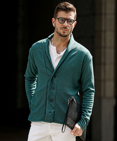 SOMEDIFF（サムディフ）の「サマーリゾートショールカーディガン メンズ 楊柳 カーデ ライトアウター 羽織 春服（カーディガン/ボレロ・メンズ・グリーン/ベージュ/ブラック・M/L/XL）」の18枚目の写真