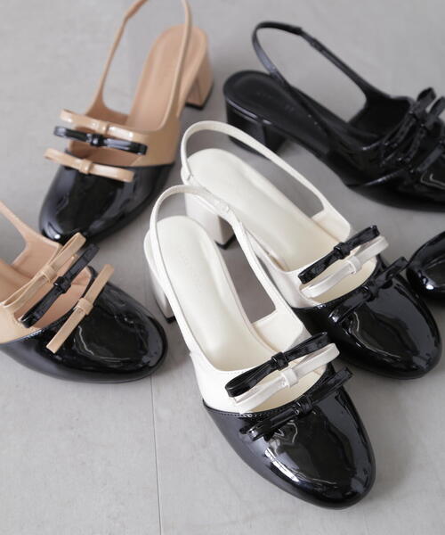 FREE'S MART（フリーズマート）の「バイカラーリボンパンプス（パンプス・レディース・ベージュ/ホワイト/ブラック・MEDIUM/SMALL）」の8枚目の写真