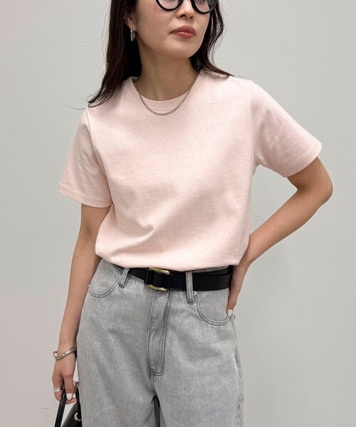 fredy emue（フレディエミュ）の「【新色追加！】ベーシック半袖Tシャツ（Tシャツ/カットソー・レディース・チャコールグレー/ライトグレー/オフホワイト/ベビーピンク/ネイビー/グレイッシュベージュ・38）」の6枚目の写真