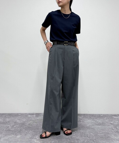 fredy emue（フレディエミュ）の「【新色追加！】ベーシック半袖Tシャツ（Tシャツ/カットソー・レディース・チャコールグレー/ライトグレー/オフホワイト/ベビーピンク/ネイビー/グレイッシュベージュ・38）」の17枚目の写真