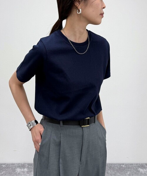 fredy emue（フレディエミュ）の「【新色追加！】ベーシック半袖Tシャツ（Tシャツ/カットソー・レディース・チャコールグレー/ライトグレー/オフホワイト/ベビーピンク/ネイビー/グレイッシュベージュ・38）」の21枚目の写真