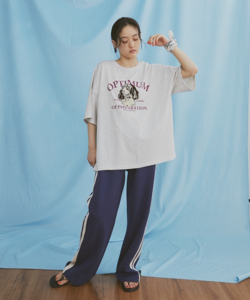 MERLOT（メルロー）の「ドッグ相良刺繍ロゴプリントTシャツ（Tシャツ/カットソー・レディース・ホワイト/ライトグレー/チャコールグレー・FREE）」の9枚目の写真