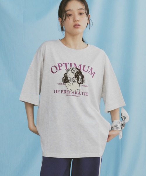 MERLOT（メルロー）の「ドッグ相良刺繍ロゴプリントTシャツ（Tシャツ/カットソー・レディース・ホワイト/ライトグレー/チャコールグレー・FREE）」の4枚目の写真